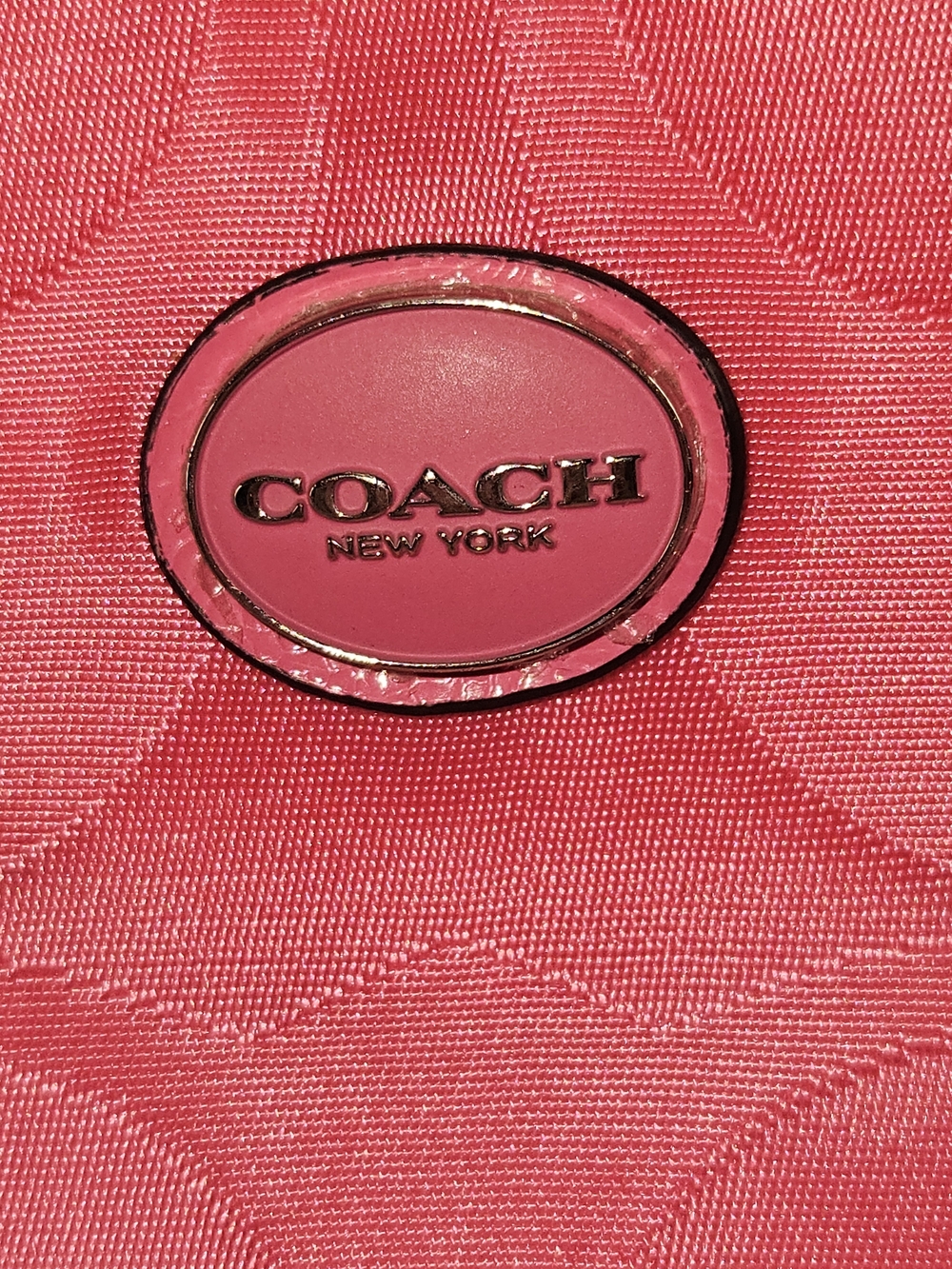 Coach Pink Signature C Cosmetic Makeup Pouch Bag Zippered Top Wristlet - Picture 2 of 11